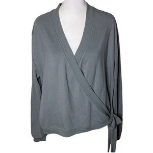 Thrive Societe Green/Gray Wrap Sweater. Size L.